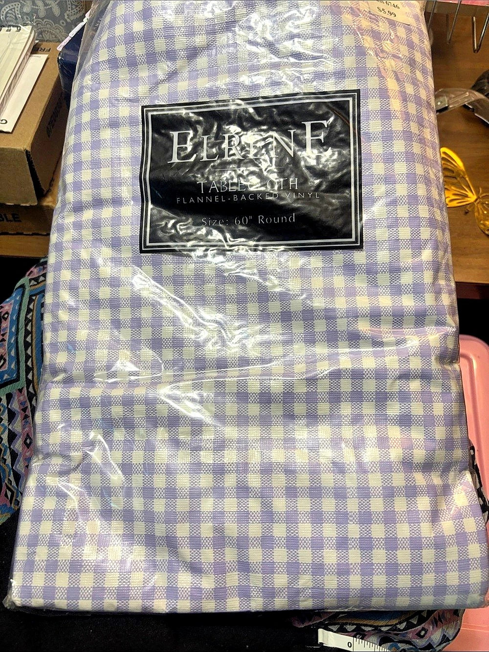Elegance Tablecloth Purple & White 60 in Round NWT